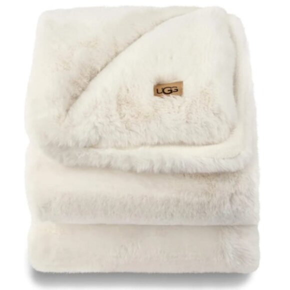 UGG Euphoria Plush Faux Fur Full / Queen Size Reversible Luxury Soft Blanket - Picture 1 of 4